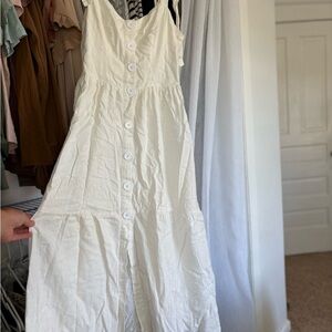 Urban Outfitters Cream Button-Front Midi Dress